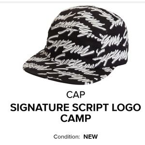 Supreme. Signature Cap. Black. 100% Authentic